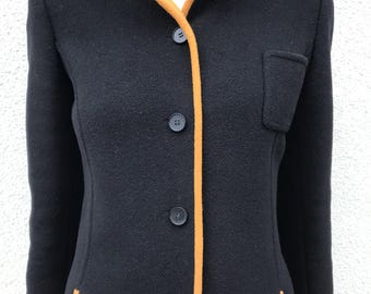 Chaqueta vintage de los años 80 diseñada por Walter Gross Blazer de botones de lana Chaqueta de invierno cálida para mujer Blazer corto recortado Chaqueta clásica para mujer pequeña