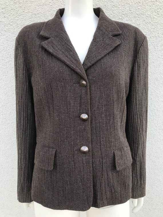 Blazer en laine mélangée marron pour femmes vintage des