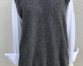 Jean Paul Classique Colete masculino de lã com decote em V, colete de malha estilo vintage em cinza, estilo escandinavo, colete de lã para homem tamanho GG