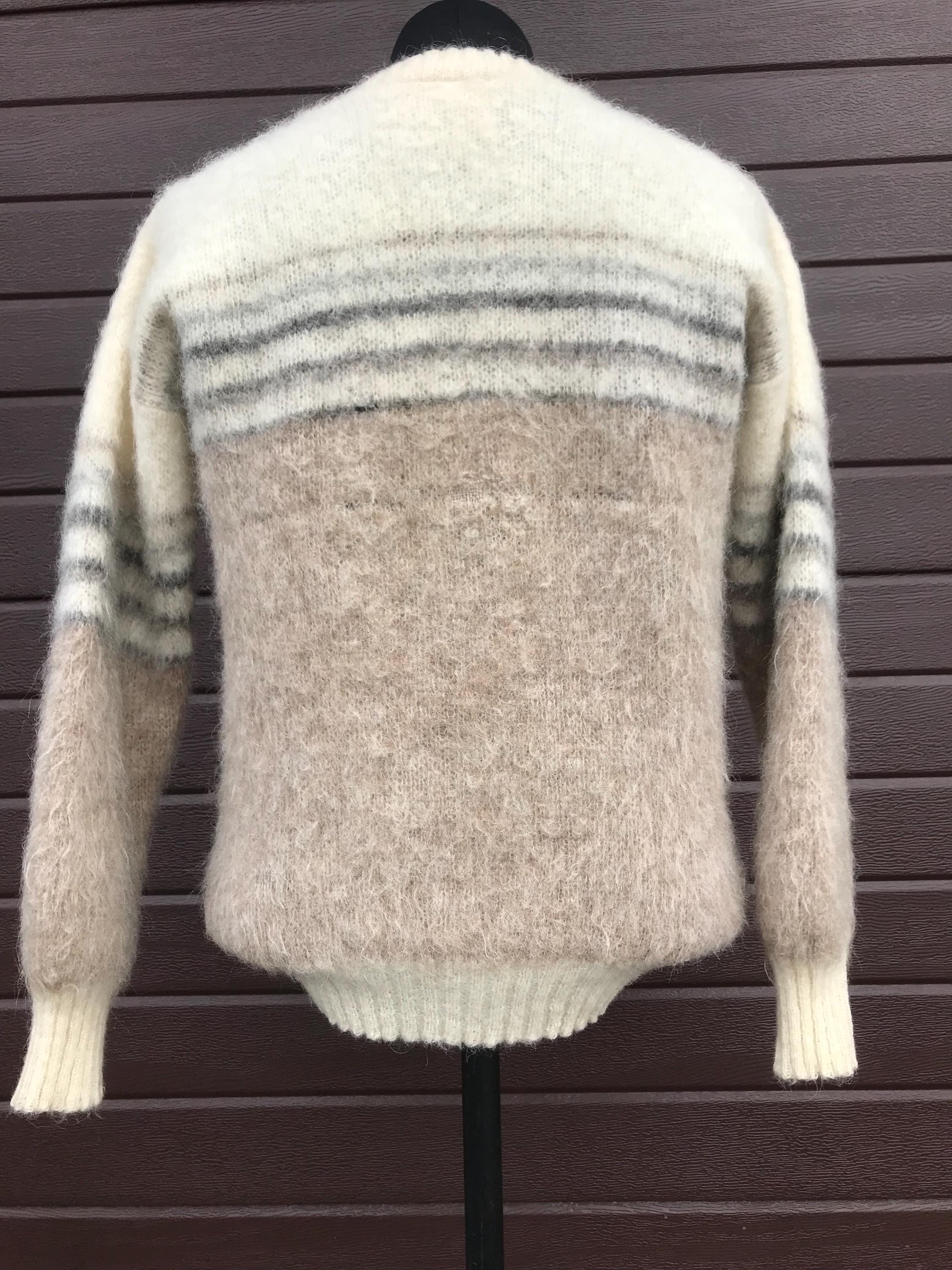 Samband Pattern Vintage 1980s Samband of Iceland 100% Wool Knit Sweater Brown & Cream ...