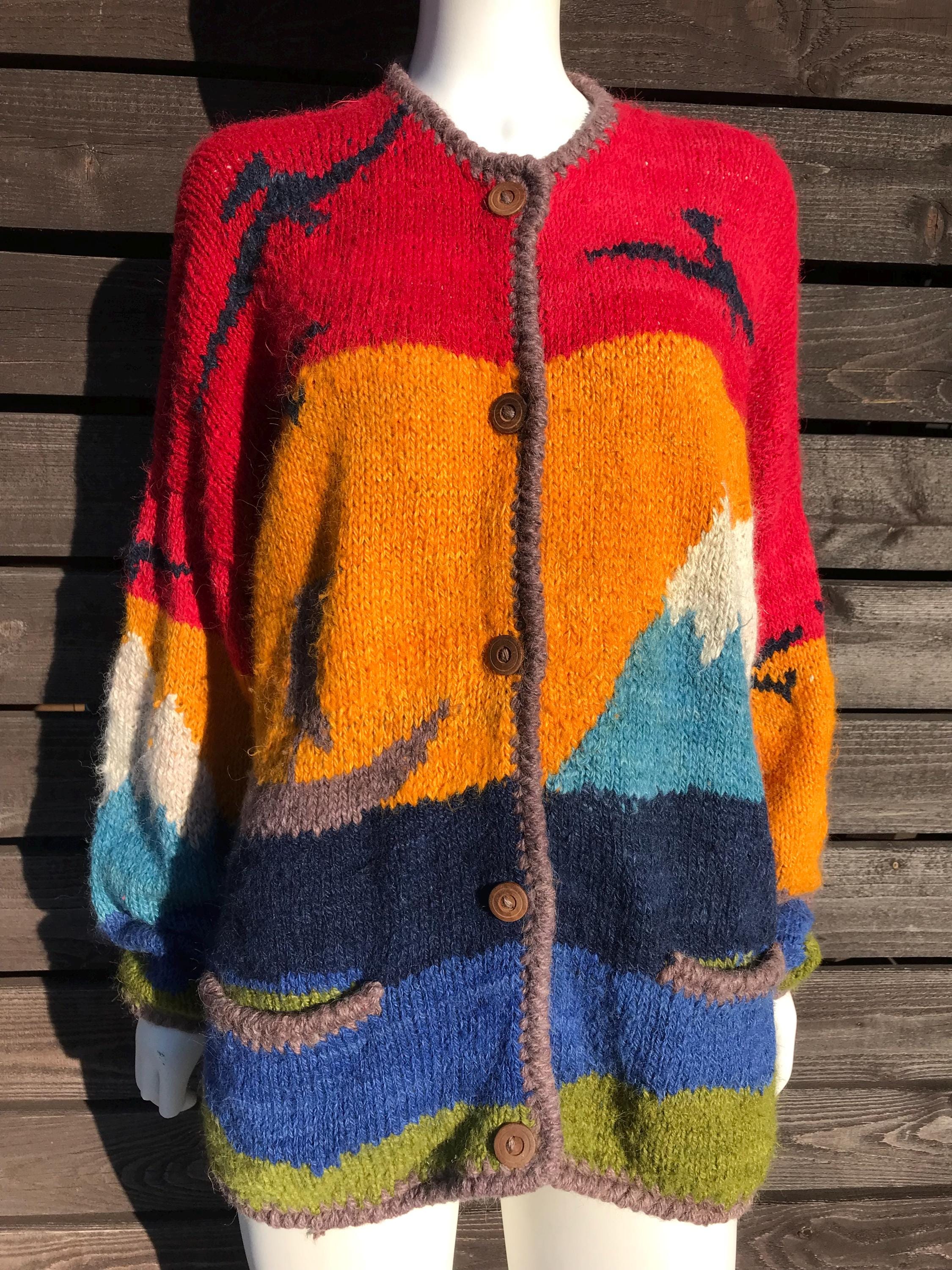 トップス dead vintage super alpaca cardigun o VTG 60s 70s Cardigan Sweater Alpaca Wool Kurt Cobain Cream
