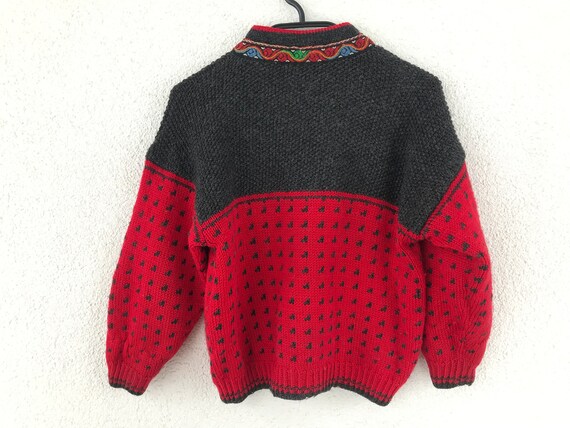 Vintage Red Children Sweater Girl's Sweater unise… - image 7