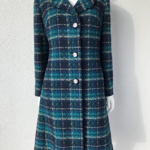 Vintage 1970s Wool Jacket Wool Jacket Vintage 70s Coat Outdoor Winter Cozy Trench Coat  Tweed Plaid Coat Multicolor Plaid Check Coat Medium