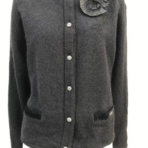 Vintage jaren &#39;90 GEIGER Wollen Vest Oostenrijkse Tirol Wollen Trachten Jas Zwarte Wollen Vest Hoge Hals Pure Nieuwe Wol Oostenrijkse Trui Sz Groot