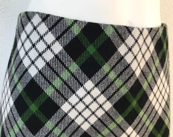 値下げ中❤️プルドゥ チェック柄　ダブルコート　ヴィンテージ　1990年代 Vintage 90s White Black Green Check Mid Waist A Line Long