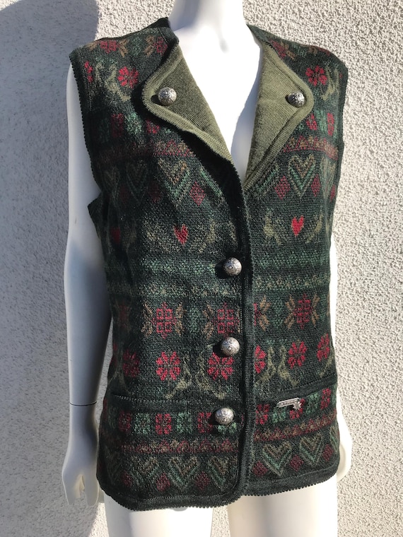 Vintage 90s Stapf Sportswear Tyrol Womens Moss Patterned Knitted 