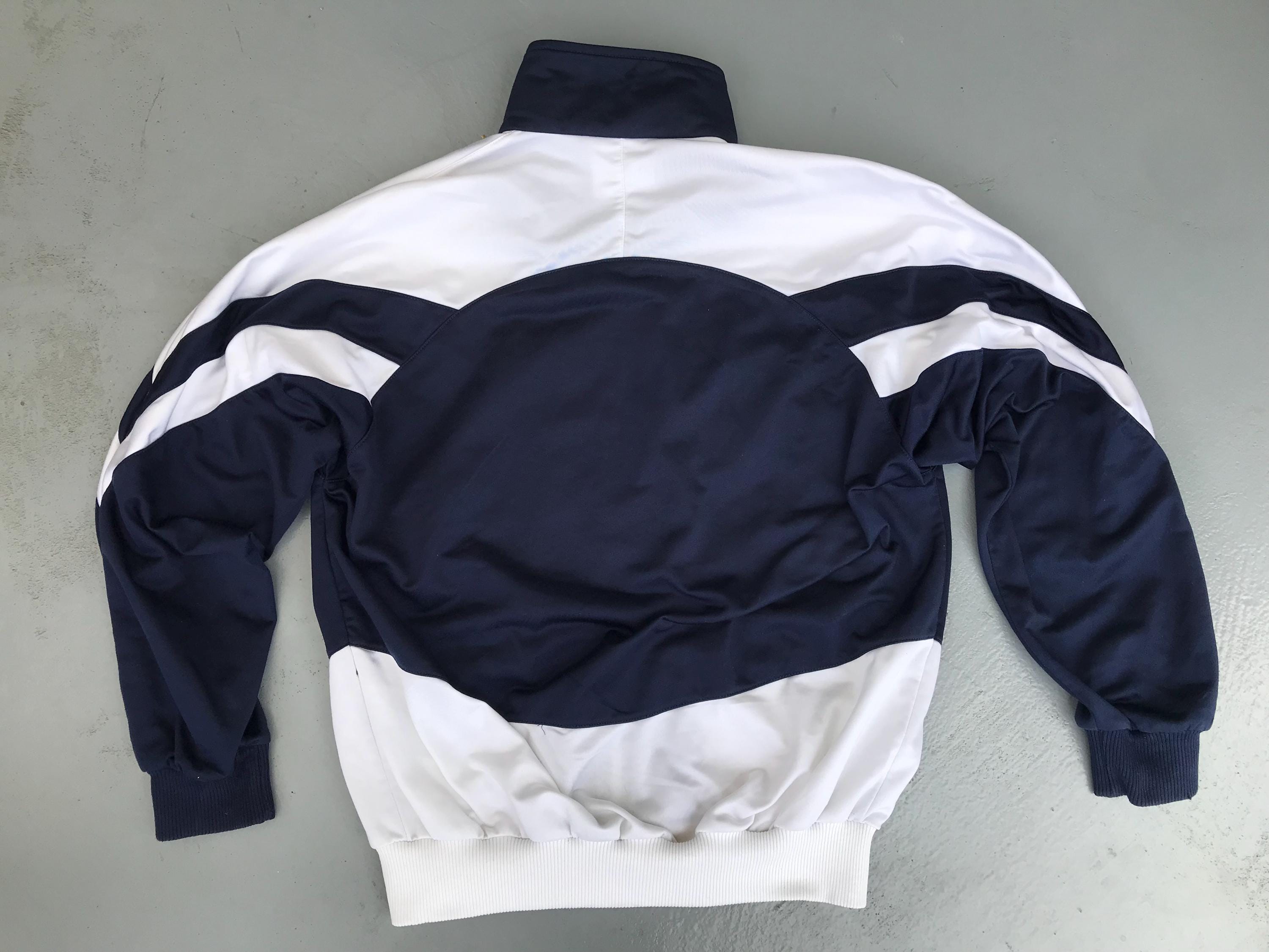 adidas80年代ヴィンテージジャケット Vintage 80s Adidas Track Top Zip Jacket White Navy Blue Red