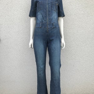 Vintage s.Oliver Jeans Jumpsuit Denim Jumpsuit Short Sleeve Dark Blue Womens Jumpsuit Blue Jean Jumpsuit Event Jumpsuit Jean Romper Sz Small
