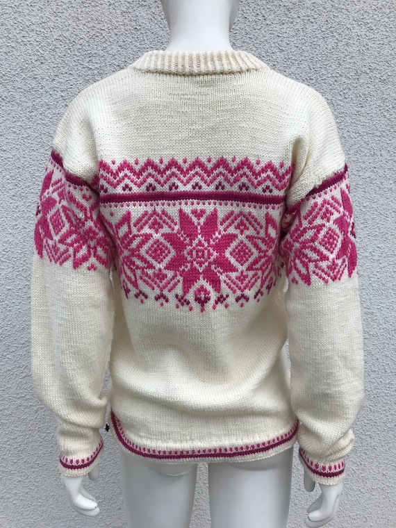 Vintage Wool Sweater Pullover Jumper in Cream & P… - image 6