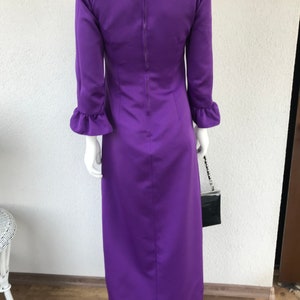 Vtg 70 s Boho Chic Groovy superposition brillante robe Maxi robe taille haute rétro lumineux violet longue robe de soirée manches 3/4 étage longueur taille S/M image 8