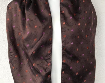 Vintage 100% Silk Shawls Brown Paisley All Silk Scarf Classic 2 Layers Women's Men's Silk Scarf Retro Pattern Print Brown Silk Scarf