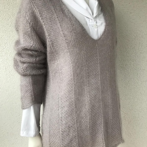 Vintage Hand Knit Mohair Wool Sweater Cardigan Mohair Cardigan Handmade Mohair Yarn Fluffy Hand Knitted Sweater in Lavender Color Plus Size