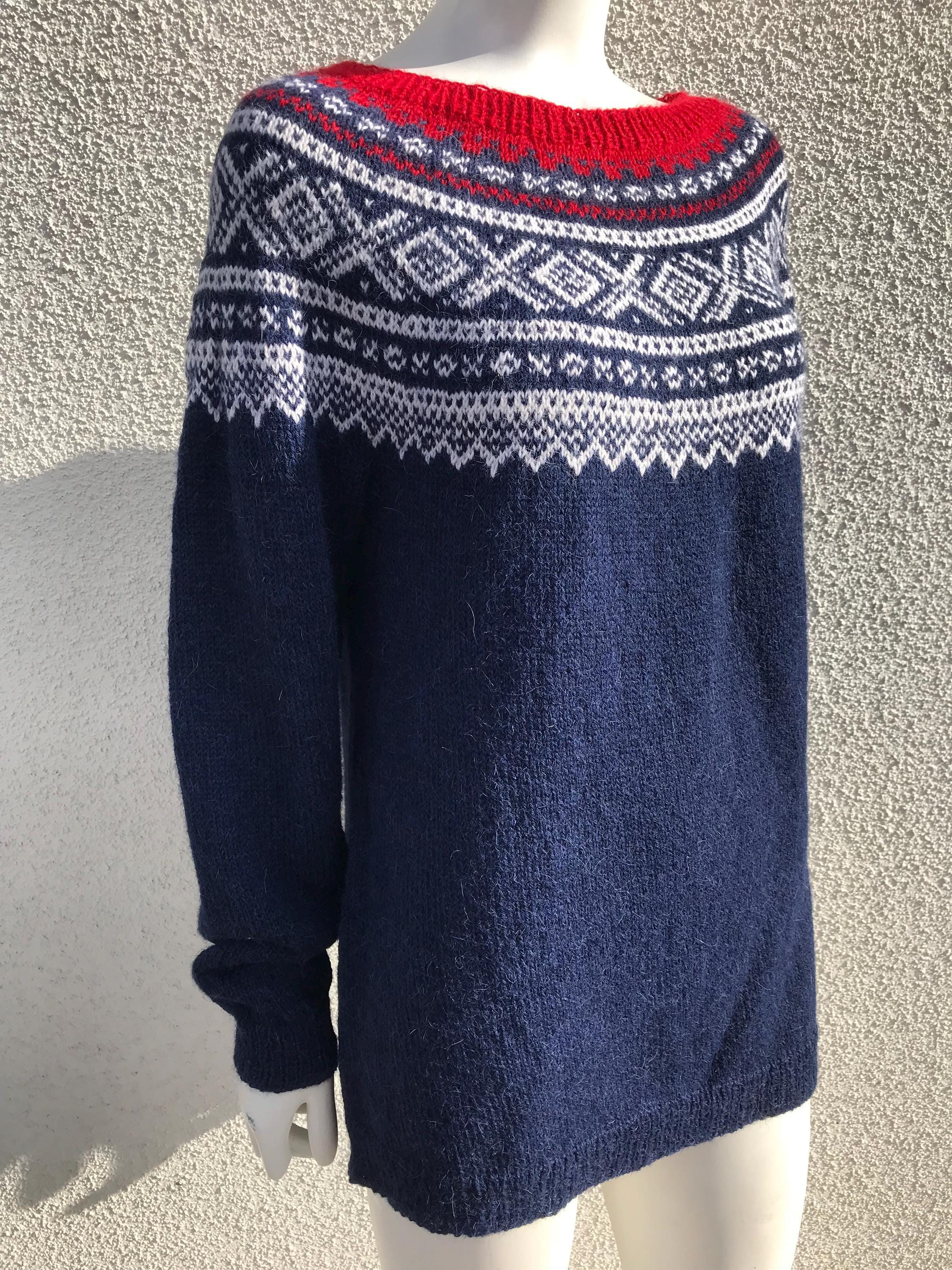 Pull Fair Isle pour femme, style vintage, manches longues, col rond, m