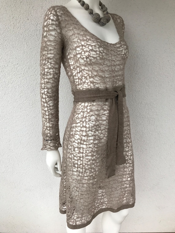 Y2k 00s Vintage STAFF Knit Sheer Beige Midi Mesh Dress Extra Fine Wool Crochet Knit Long Sleeve Fitted Dress Belted Dress Size Small - Etsy Israel Y2k 00s Vintage STAFF Knit Sheer Beige Midi Mesh Dress Extra Fine Wool Crochet Knit Long Sleeve Fitted Dress Belted Dress Size Small - Etsy Israel