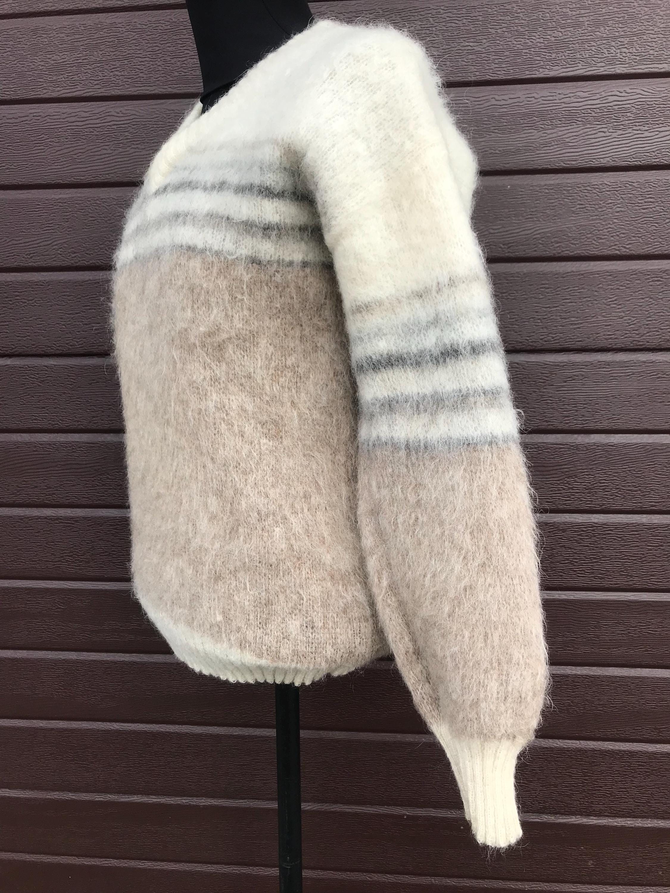 Samband Pattern Vintage 1980s Samband of Iceland 100% Wool Knit Sweater Brown & Cream ...