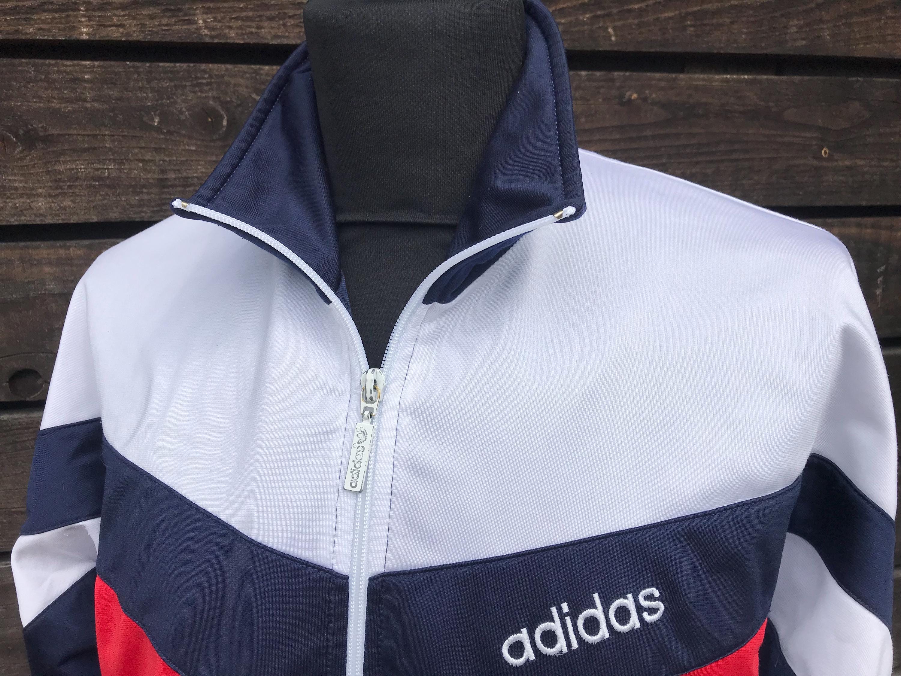トップス 80s vintage adidas track jersey jacket VINTAGE 80'S 90'S ADIDAS TRACK JACKET. RED, BLUE AND WHITE