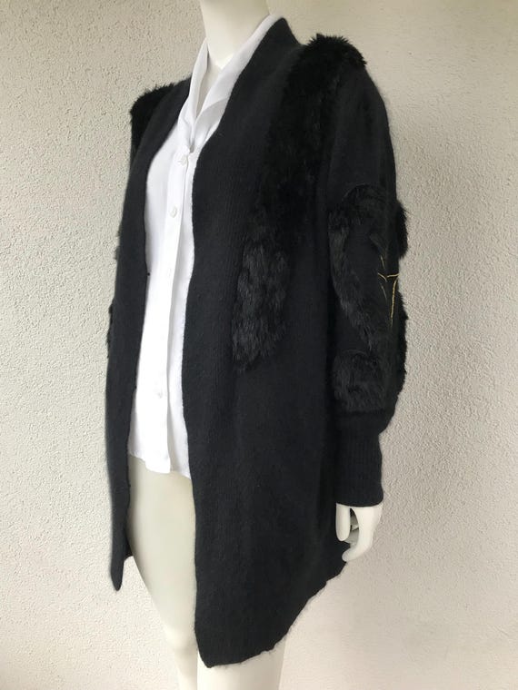 Vintage Angora Cardigan Long Sweater Women Winter Warm Sweater