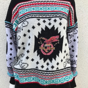 Vintage Selin&#39;s Best Company 80s Knit Patterned Sweater Retro Casual Knit Jumper Winter  Cosby Pullover Geometric Psychedelic Crewneck M