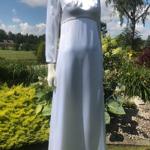 Vintage 1970s Vogue Couture Long Sleeve Wedding Dress Boho Wedding Dress White Maxi Dress Minimalist Simple Long Waisted Wedding Dress Small