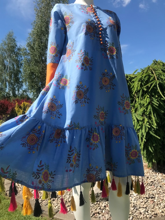 blue trapeze dress Blue Carmen Trapeze Dress | WHISTLES