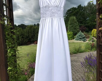 Vestido lencero de encaje blanco vintage para boda, lencería nupcial, vestido lencero largo hasta el suelo con corpiño de encaje, camisón femenino, ropa interior pequeña