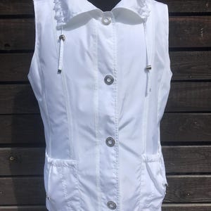 Vintage 90s Gerry Weber Women&#39;s Vest Long Jacket White Windproof Vest Outdoor Vest with Pockets Lightweight Travelling Waistcoat Vest Medium