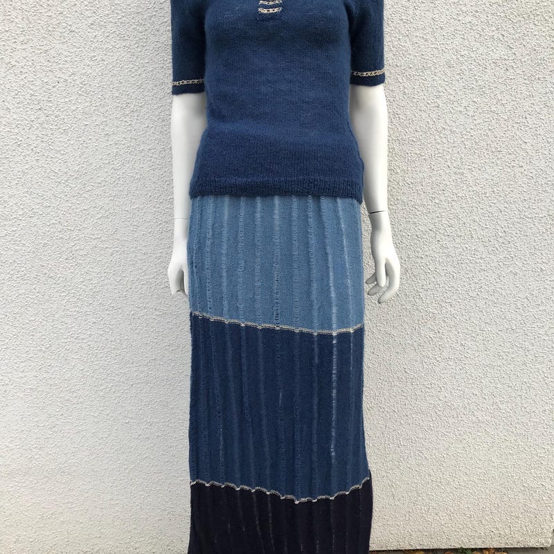 Knit Open Back Halter Two Pieces Skirt Set