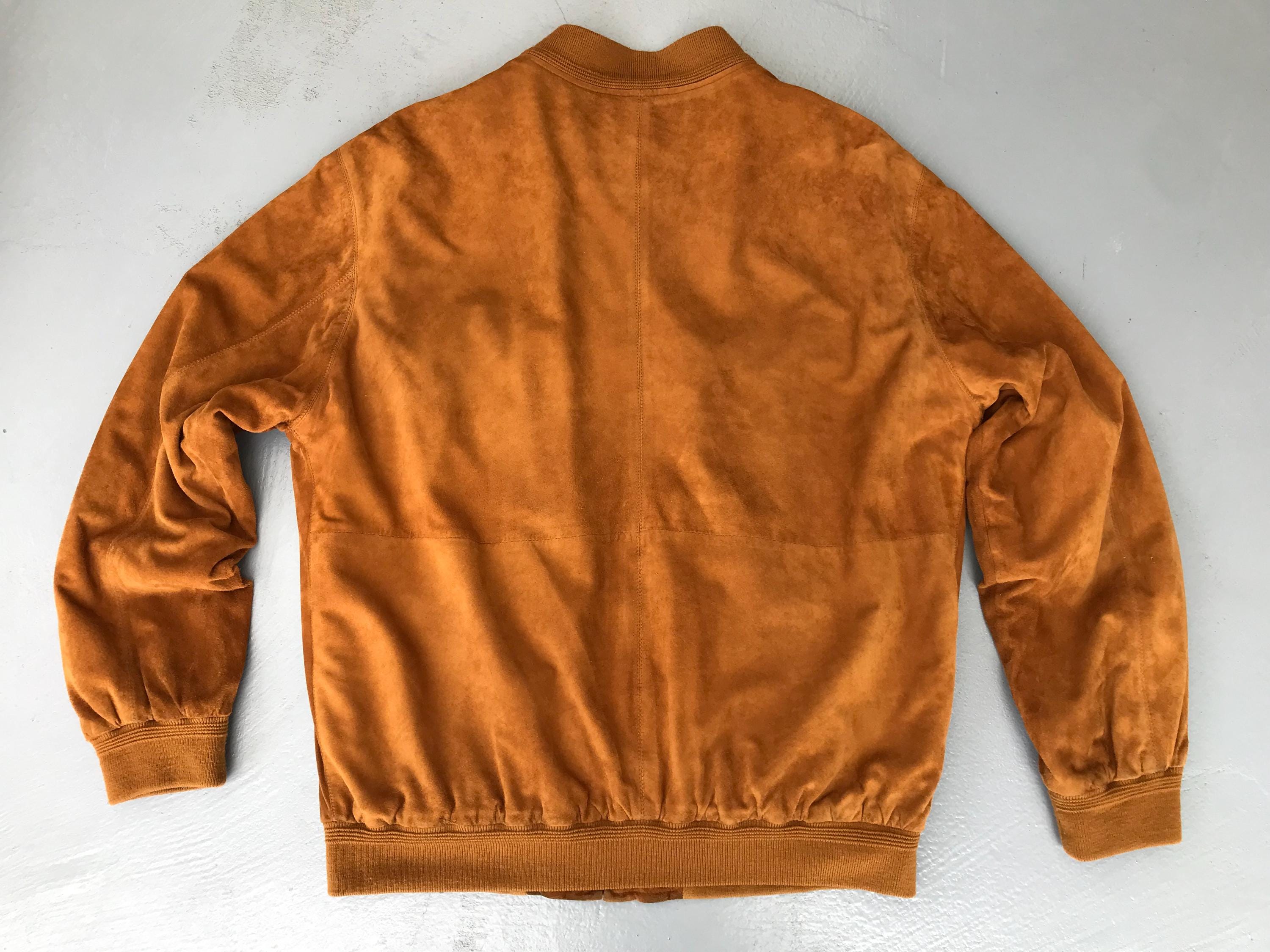 Vintage 90s Rover & Lakes Mens Suede Bomber Jacket Leather