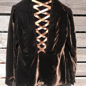 Vintage Silk Blend Velvet Jacket for Women Brown Viscose Silk Velvet Blazer Fitted Elegant Brown Velvet Blazer Ladies Evening Jacket Medium