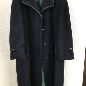 Delmod Vintage Loden Women's Alpaca Wool Coat Jacket Navy Blue Overcoat Dark Blue Green Long Chain Wool Coat Lined Germany Oversized Sz XXL