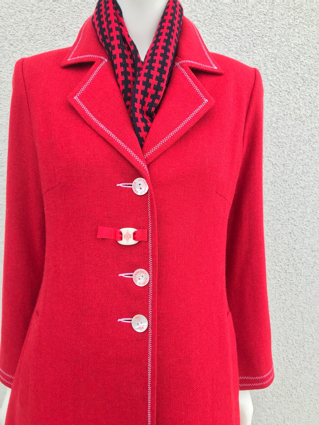 New AVOCA Anthology Vintage 90s Red Wool Coat Ireland Classic Etsy