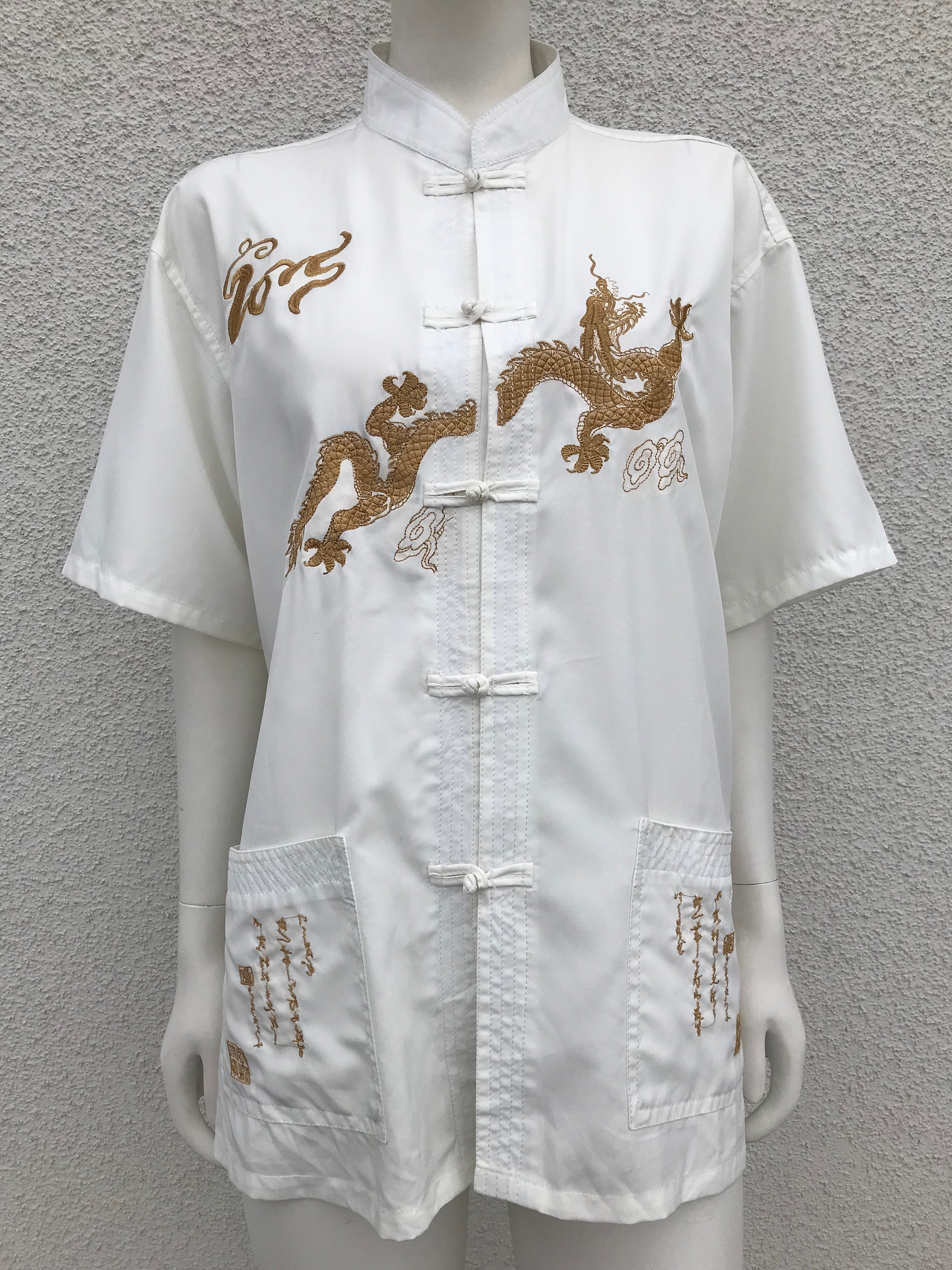 Vintage Q.L.BAOHU Asian Chinese Mandarin Collar Frog Buttons Men's