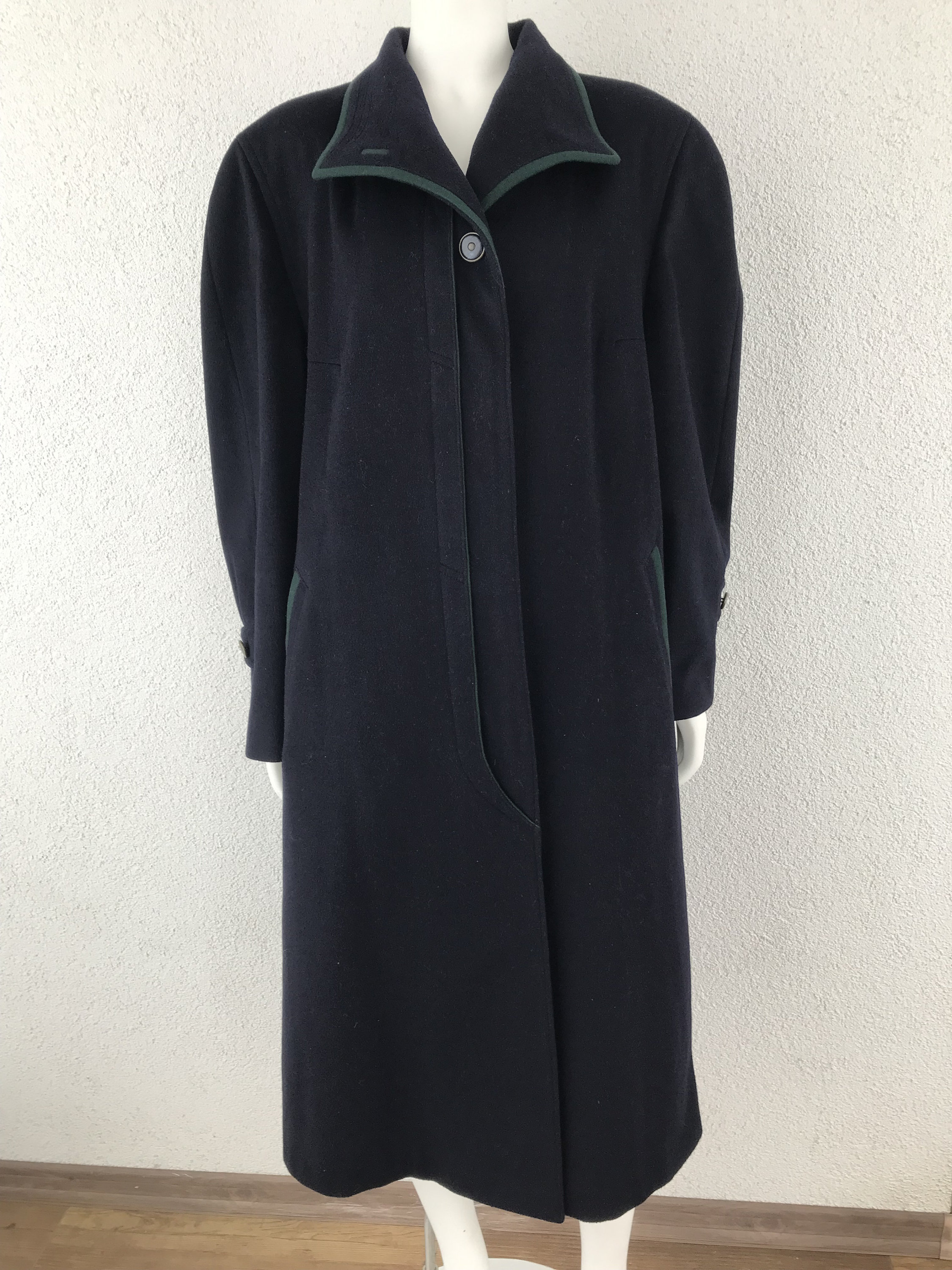 Delmod Vintage Loden Women's Alpaca Wool Coat Jacket Navy