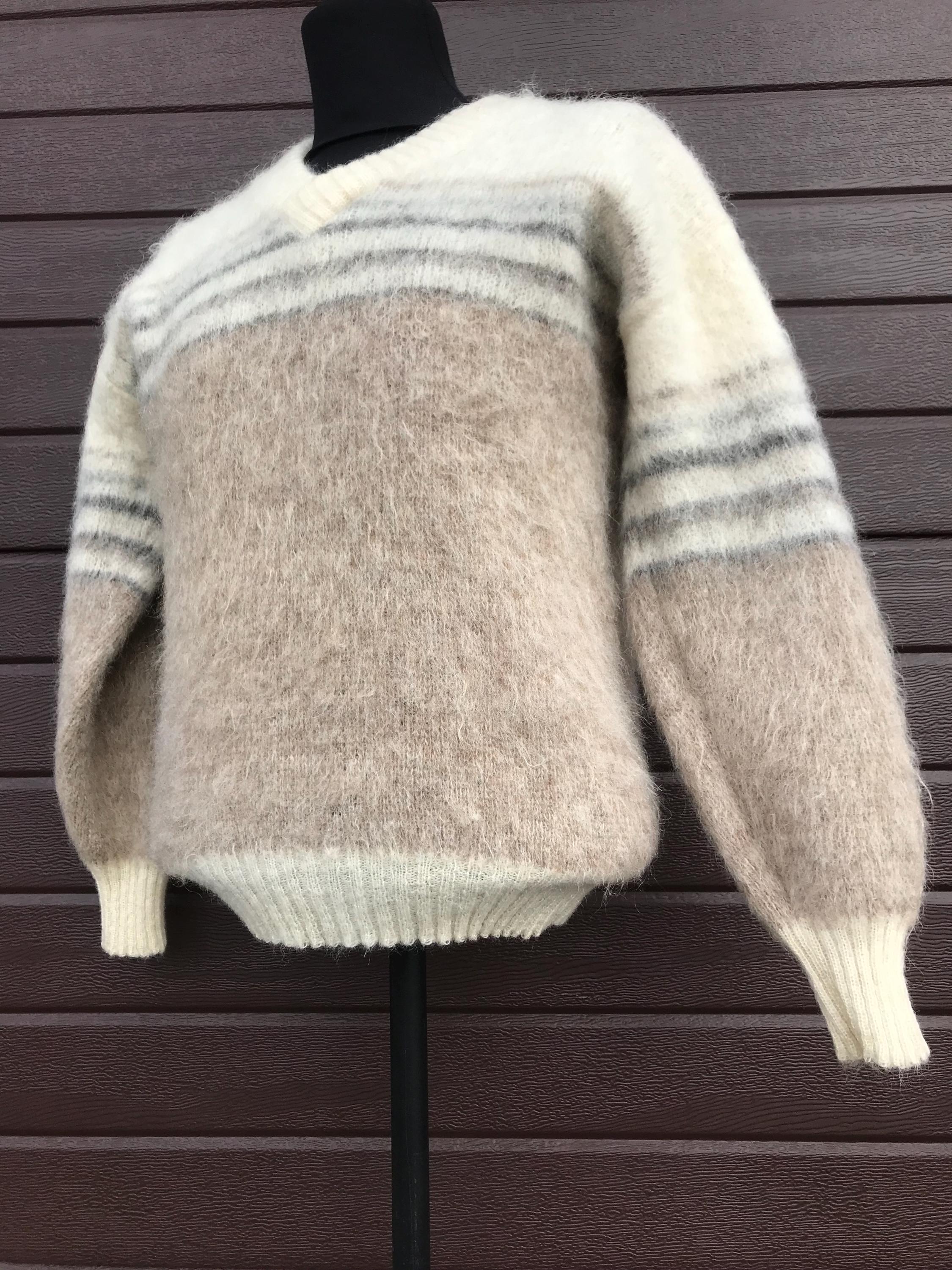 Samband Pattern Vintage 1980s Samband of Iceland 100% Wool Knit Sweater Brown & Cream ...
