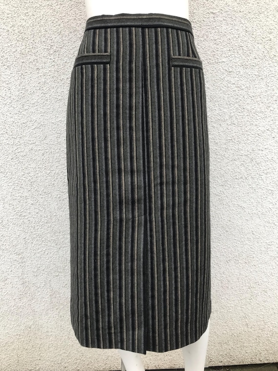 Jupe Vintage Gérard Pasquier à Carreaux - Taille Haute 38 - Blanc Et Gris - Occasion Très Bon état
