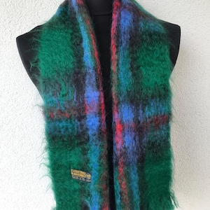 Vintage mohair sjaal heren wollen sjaal groen geruite sjaal wintersjaal warme sjaal Indiase Greatway sjaal retro langwerpige herensjaal cadeau voor man