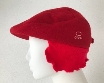 vintage Unisex Wool CAPO SKIPOOL Hat Ear Flap Flat Cap Autrichien Laine Chapeau d’hiver Rouge Winter Ear Hat Woollen Hat avec rabats d’oreille pliables