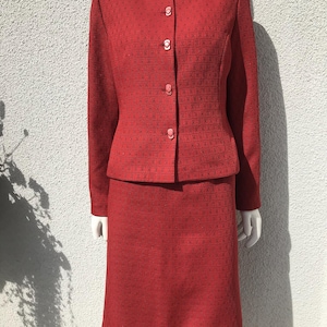 Traje elegante vintage de los años 90 para mujer, conjunto de falda de dos piezas, conjunto de falda color cobre, blazer clásico de oficina, conjunto de dos piezas, conjunto de falda y chaqueta, tamaño mediano