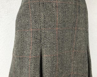 Gonna vintage anni '90 da donna marrone crema, gonna invernale di lana, gonna di lana corta, gonna svasata, minigonna, gonna retrò in lana, gonna a ruota in lana S