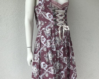 Vintage Muted Rose Floral Dirndl Tyrol Dress Trachten Traditional Dirndl Dress Oktoberfest Bavaria Austria Germany Folklore Jager Janger XL