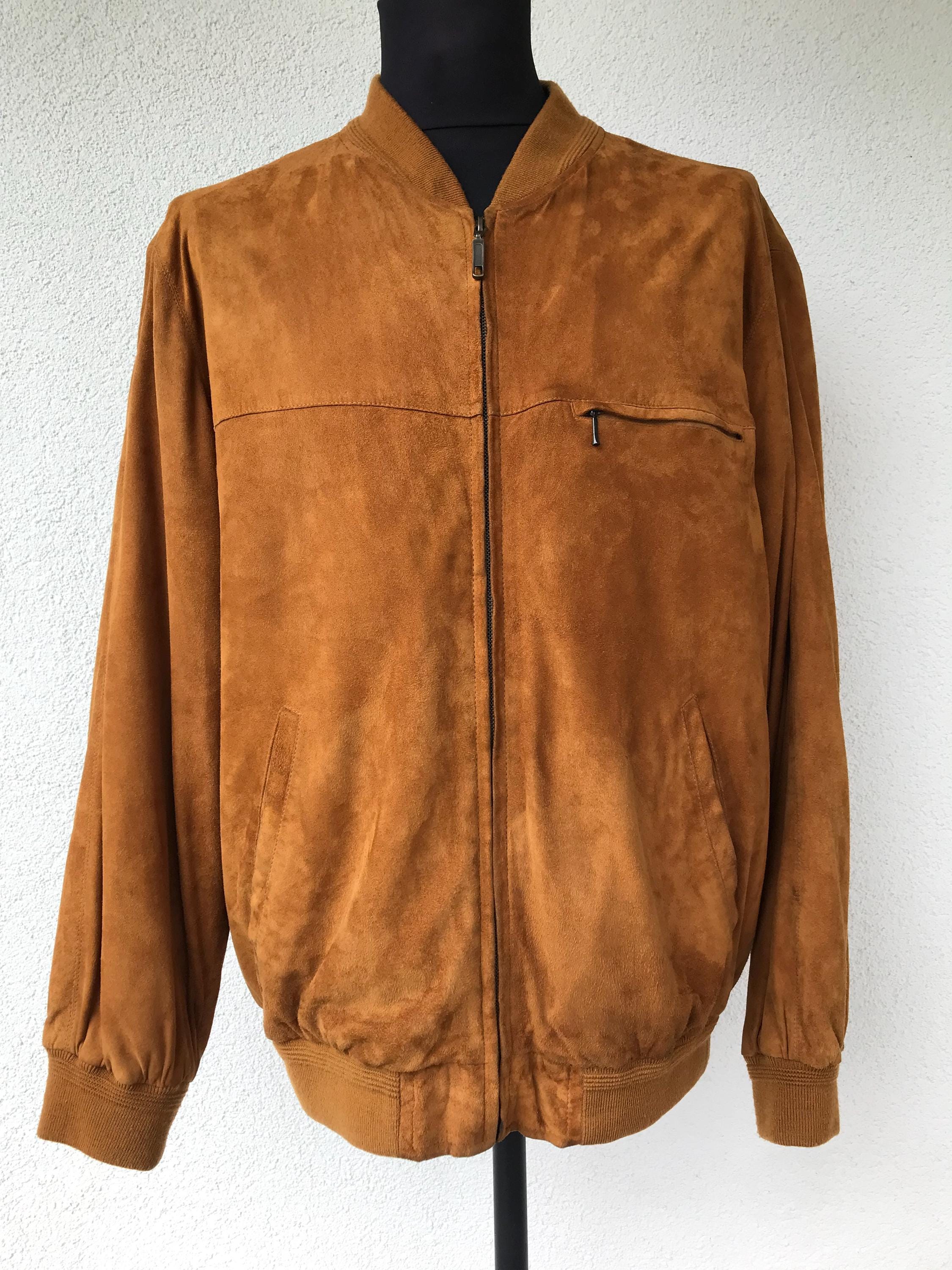 Vintage 90s Rover & Lakes Mens Suede Bomber Jacket Leather