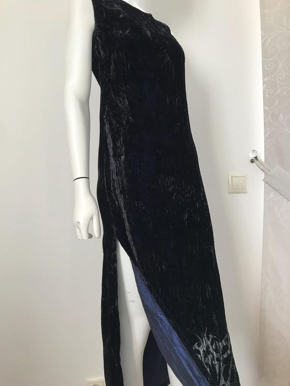 miss sixty maxi dress Vintage 80s Miss Sixty Shiny Velvet Plush Dress Black Maxi Dress Sleeveless  Dress Long Cocktail Party Slim Fit Dress Evening Gown Size Small