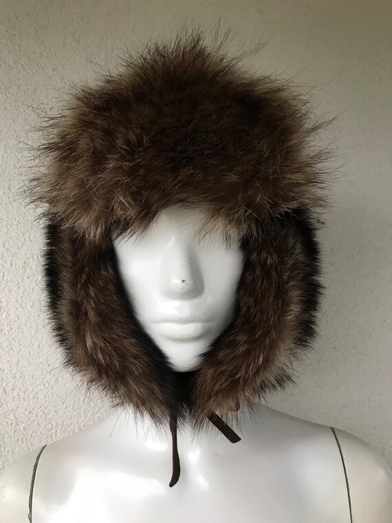 Vintage Fur ear muff hat Vintage Genuine Rabbit Fur Aviator Trapper Russian Cossack  main image 4