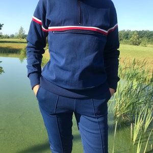 Vintage tweedelig trainingspak Retro sportpak spandex pak VTG trainingspak sweater en broek/bijgesneden capri sportkleding pak past maat S M