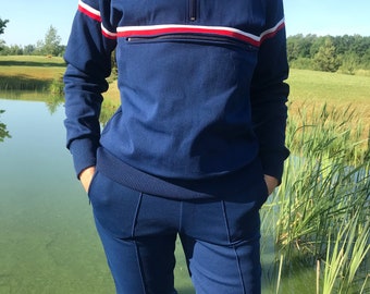 Vintage Two Piece Tracksuit Retro Sport Suit Spandex Suit Vtg Tracksuit Sweatshirt and Trousers/Cropped Capri Sportswear Suit Fits size S M