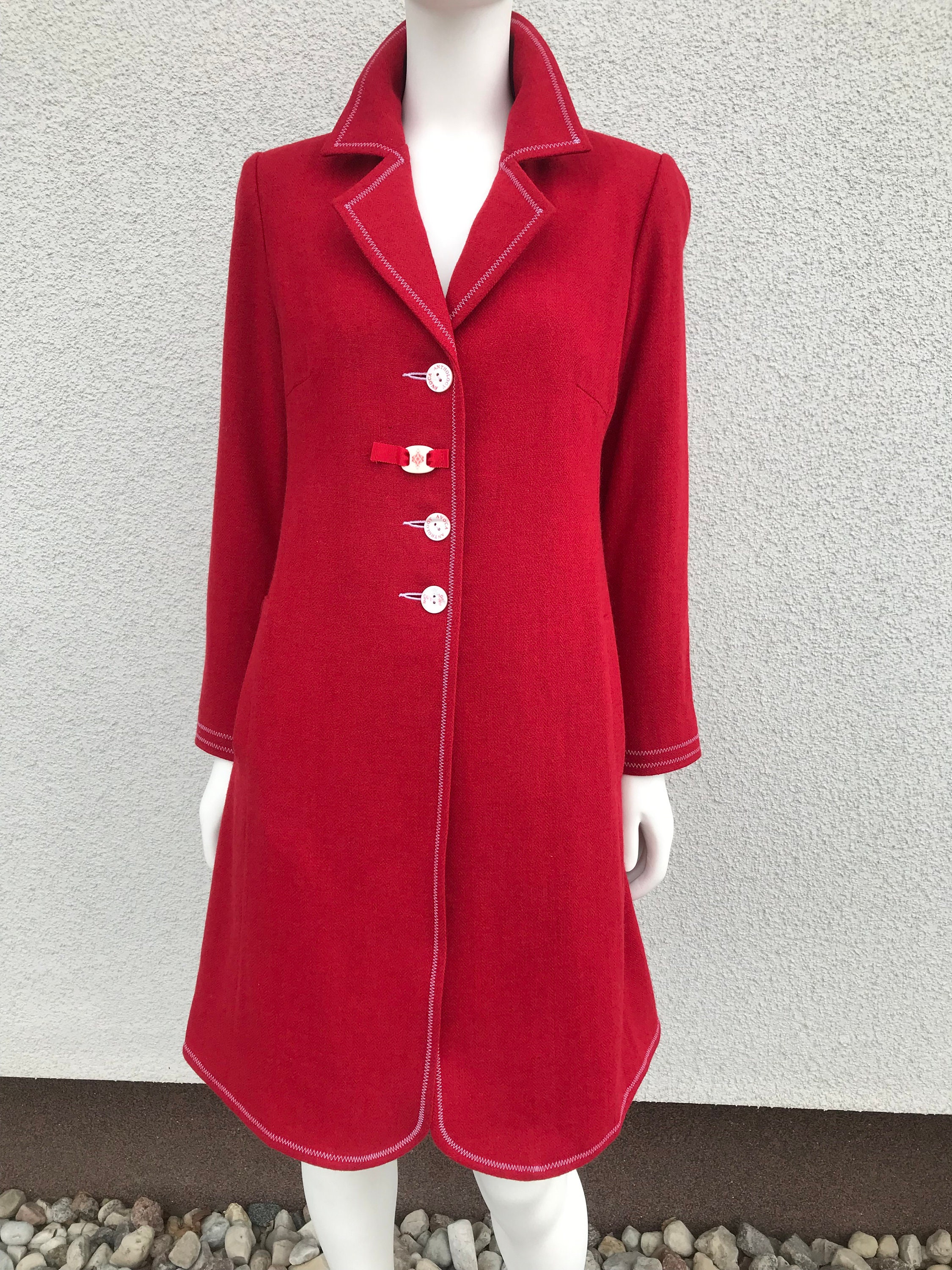 New AVOCA Anthology Vintage 90s Red Wool Coat Ireland Classic Etsy