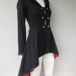 Vintage Black Steampunk Tail Blazer Jacket with Back Lacing Gothic Tailcoat Jacket Nipped in Waist Retro Cosplay Costume Burlesque Jacket M