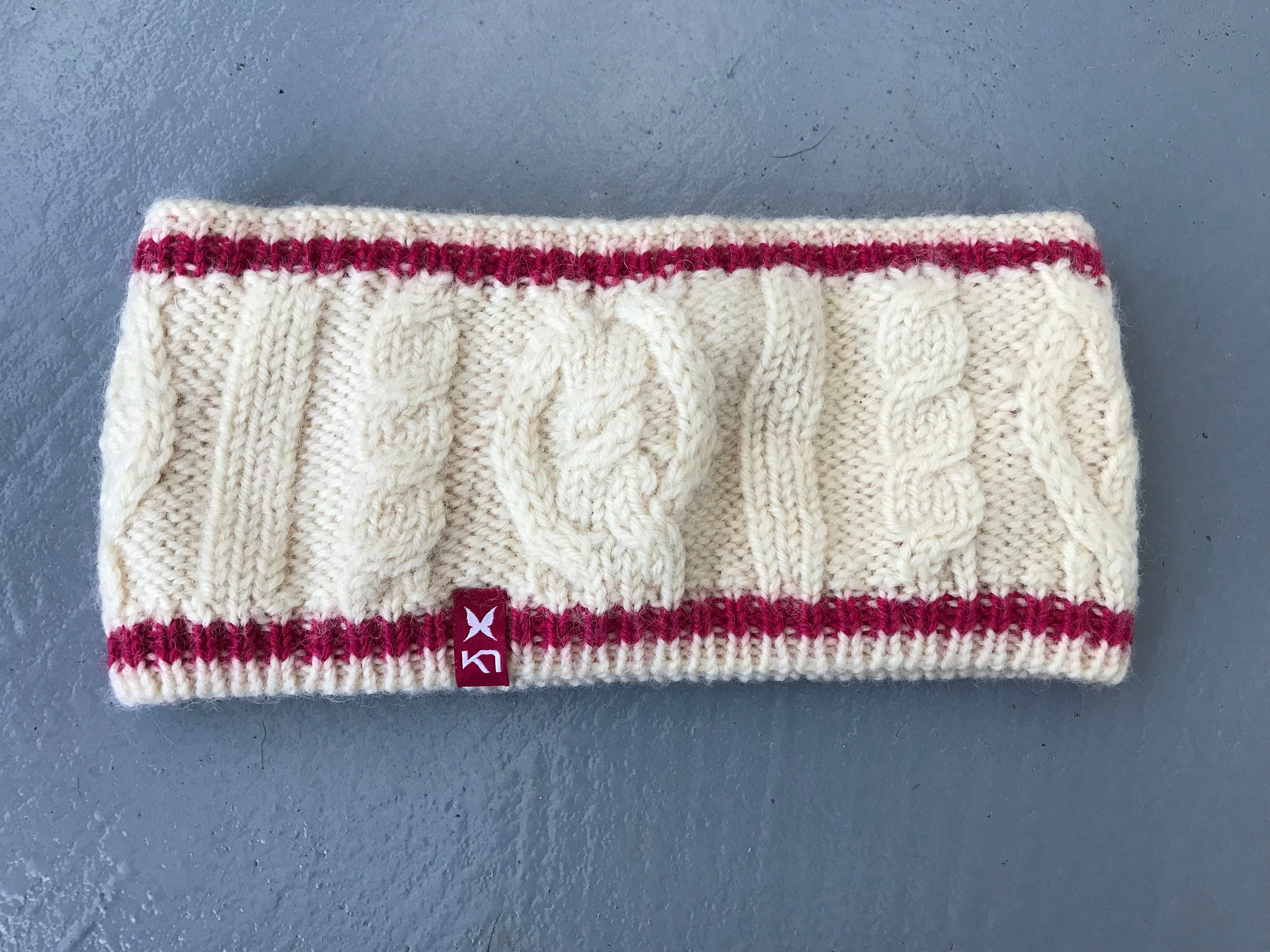 Vintage Kari Traa Knitted Wool Headband Cream Ivory Wool Ear 