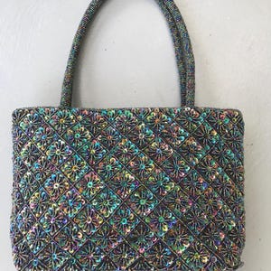 Vintage 80s Handbag Women Bag Retro Women&#39;s Handbag Purse Shiny Evening Purse Beads Embroidered Sequin Mini Clutch Bag Evening Bag Clutch