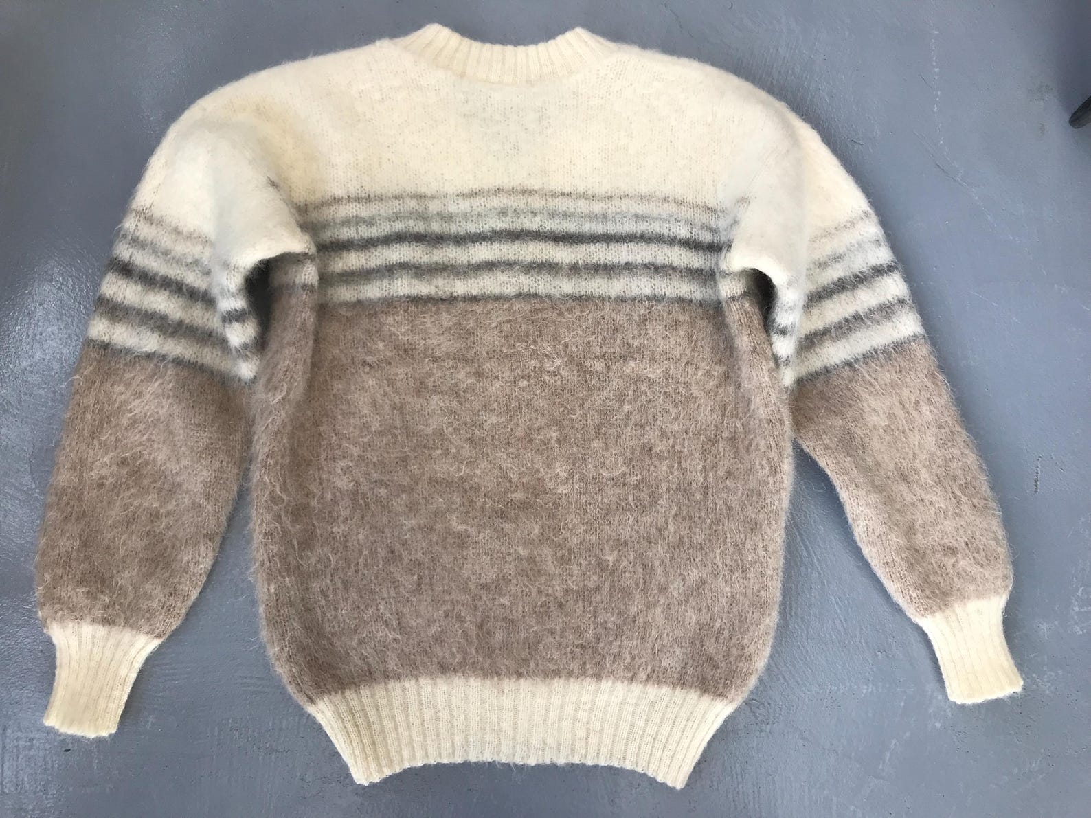 Samband Pattern Vintage 1980s Samband of Iceland 100% Wool Knit Sweater Brown & Cream ...